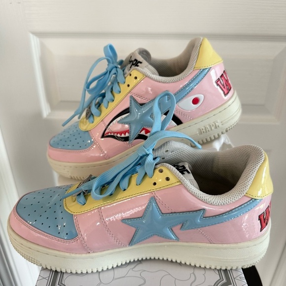 Authentic A Bathing Ape Bape Sta Low M2 20th Anniversary Patent Pink Mens size 8 main image 5